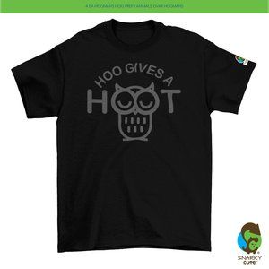 Hoo Gives a Hoot Owl Tonal T-Shirt BLACK